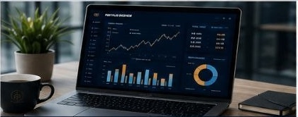 Portfolio performance dashboard open on a laptop